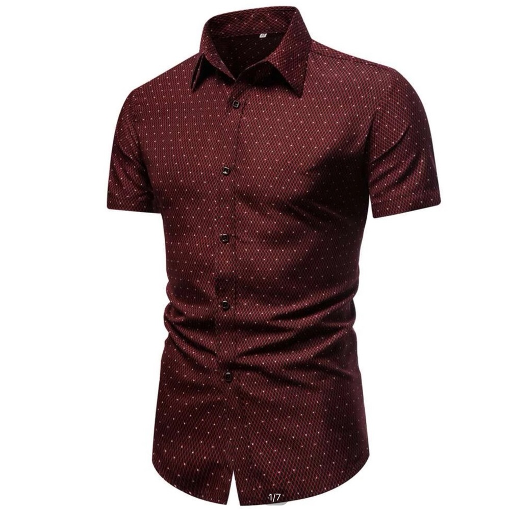 NWT LG - Men Argyle Print Button Up Shirt